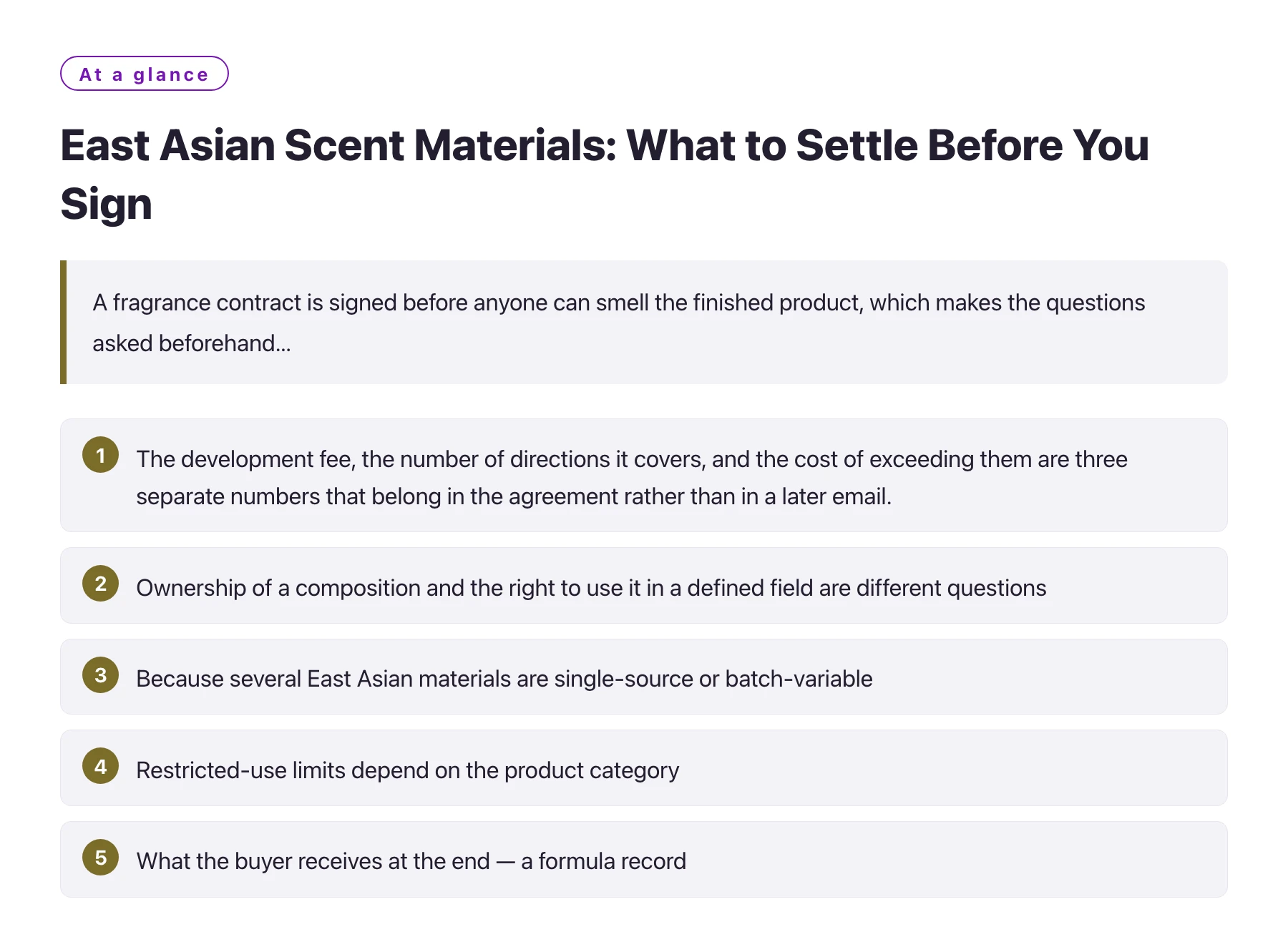 East Asian Scent Materials: What to Settle Before You Sign——全文要点速览